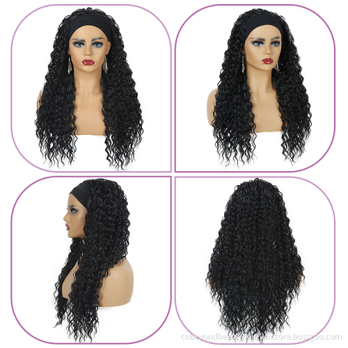 Cheap wholesale Afro Kinky Curly Headband Wig synthetic long wigs Hair For Black Women Curly Hair Wig with headband attached